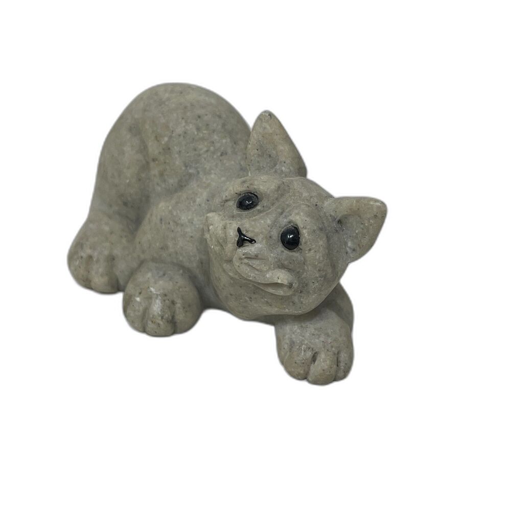 Vintage Quarry Critters Cameron Cat Figurine Second Nature Design Stone Laying